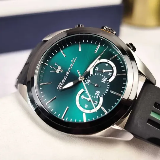 Maserati Traguardo Collection Men's Watch Black & Green Strap